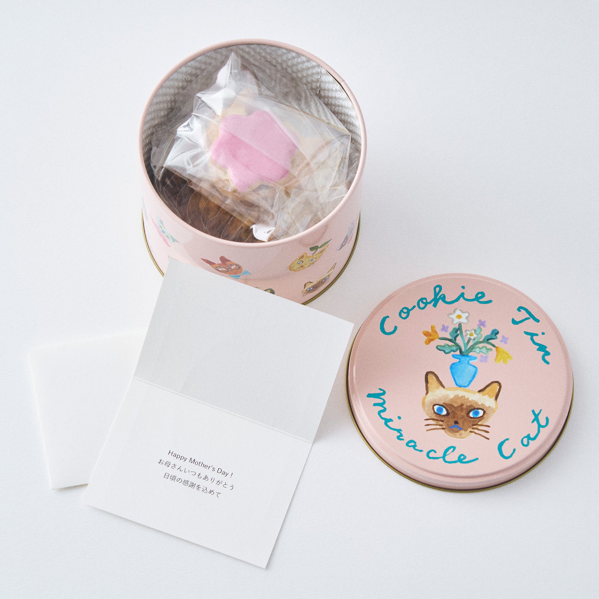 【母の日】Berry Miracle Cat Cookie Tin (神様のいたずらベリーネコクッキー缶)とメッセージカード