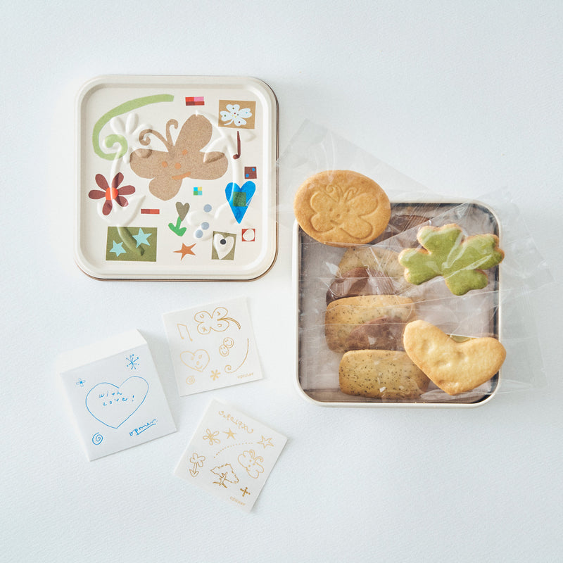 【opnner】Tiny Pocket Collage ビスケット缶とドローストリングバッグのセット