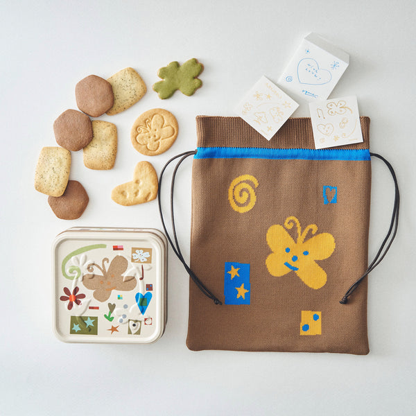 【opnner】Tiny Pocket Collage ビスケット缶とドローストリングバッグのセット