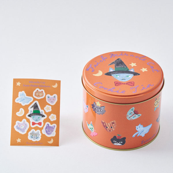 9/1発売【期間限定】Trick Miracle Cat Cookie Tin (神様のいたずらトリックネコクッキー缶) フェイスシール付き