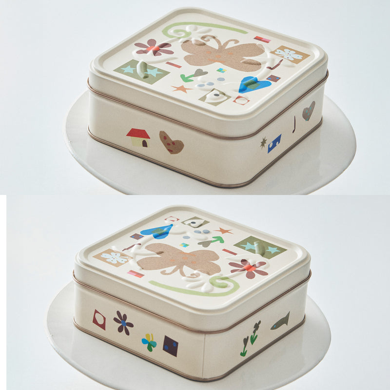 【opnner】Tiny Pocket Collage ビスケット缶とドローストリングバッグのセット